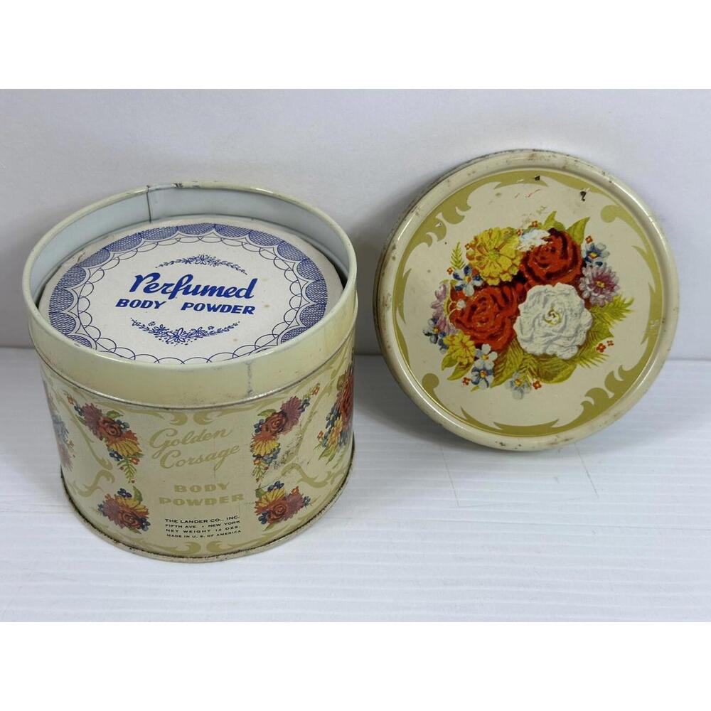 Unopened Golden Corsage Body Powder By The Lander Co. Fifth Ave. New York 12oz